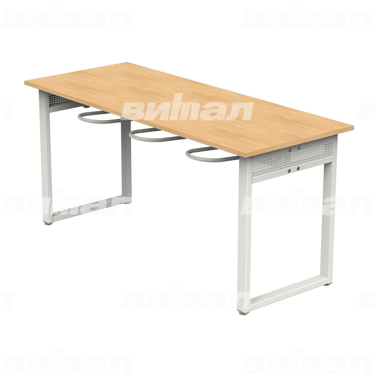 Стол обеденный 6-местный с универсальными кронштейнами «Фьюжн» белый RAL9016 Бук 6 Пластик прямоугольная