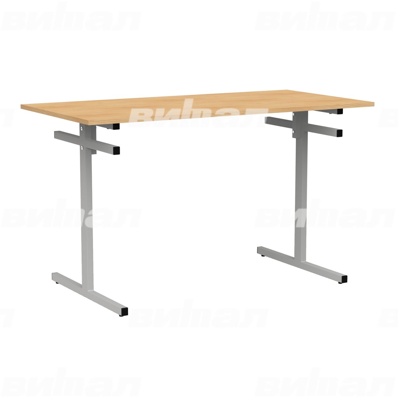 Стол для столовой 4-местный для скамеек серый RAL9006 Бук 5 Пластик