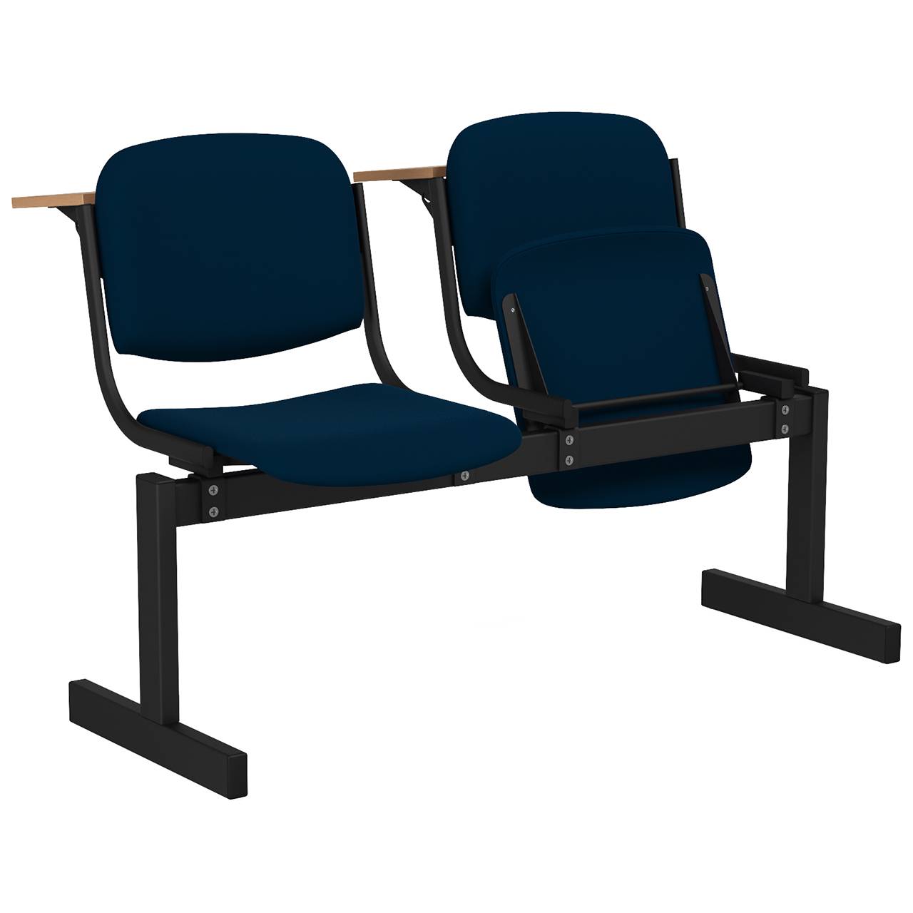 2-местный, откидывающиеся сиденья, мягкий, лекционный черный синий Флок