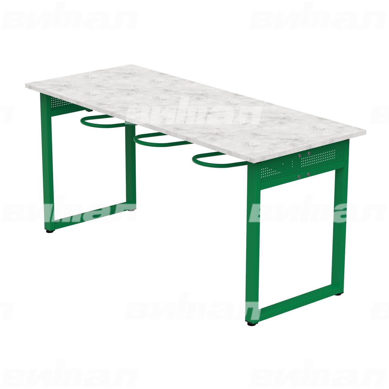 Стол обеденный 6-местный с универсальными кронштейнами «Фьюжн» зеленый RAL6029 Венеция 6 Пластик прямоугольная