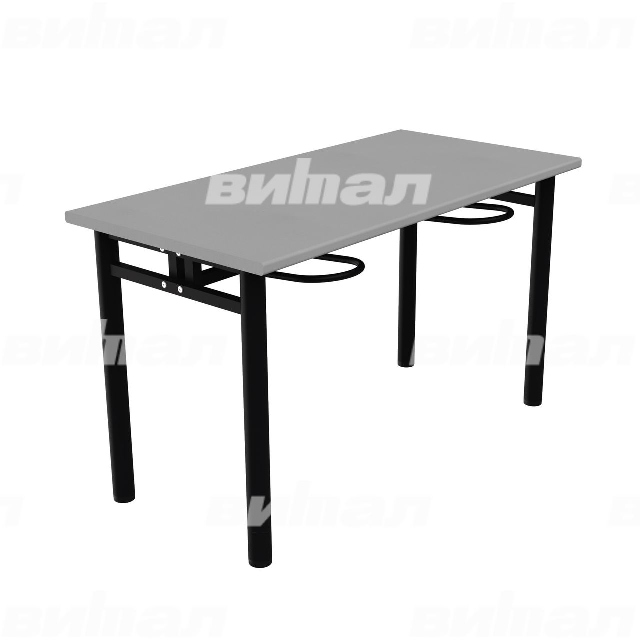Стол обеденный четырехместный с универсальными кронштейнами черный  RAL9005 Алюминий Пластик