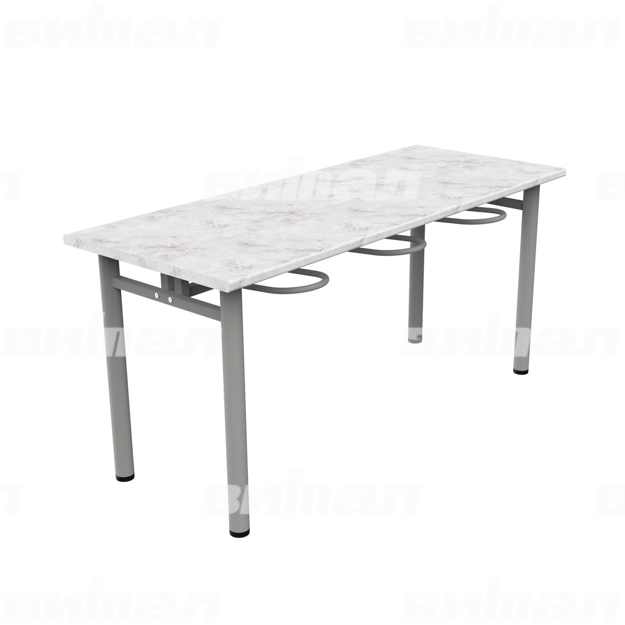 Стол обеденный шестиместный с универсальными кронштейнами серый RAL9006 Венеция Пластик