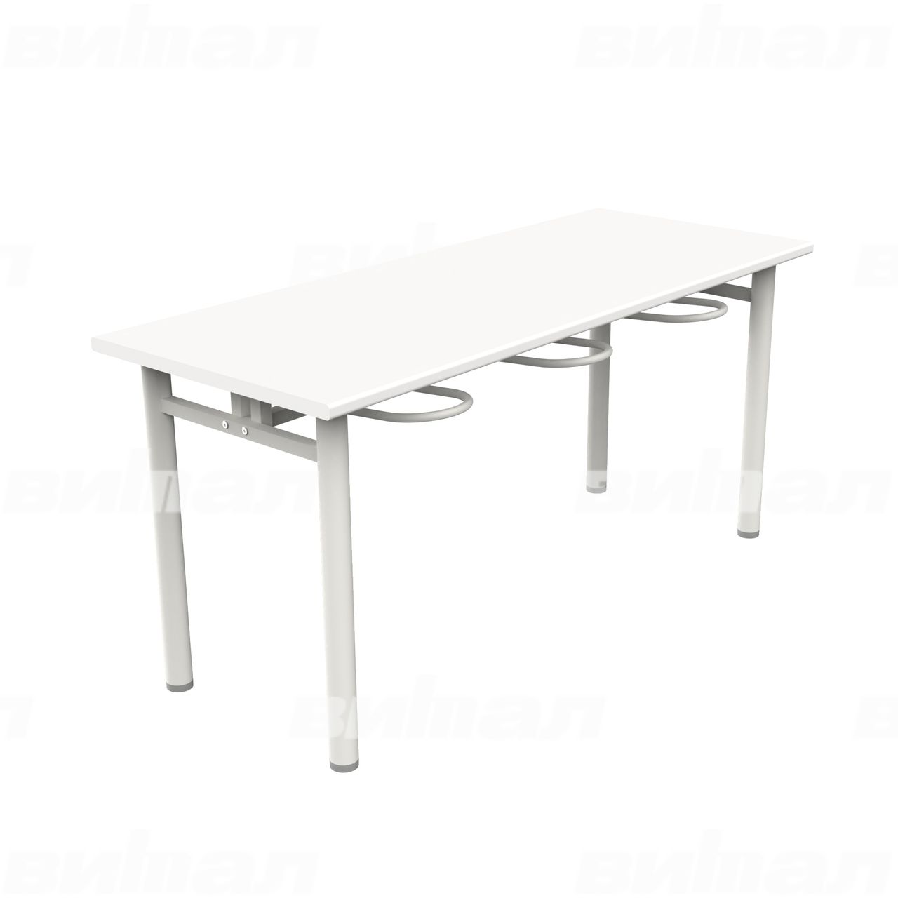 Стол обеденный шестиместный с универсальными кронштейнами белый RAL9016 Белый Пластик