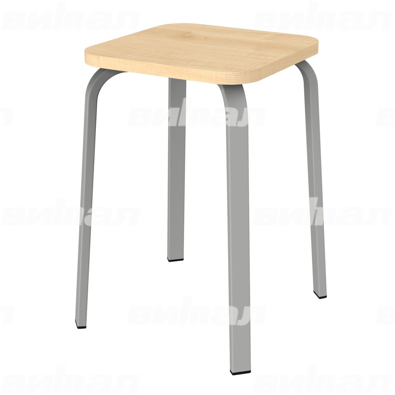 Табурет для столовой 30x15 серый RAL9006 Клен 6 Пластик прямоугольная