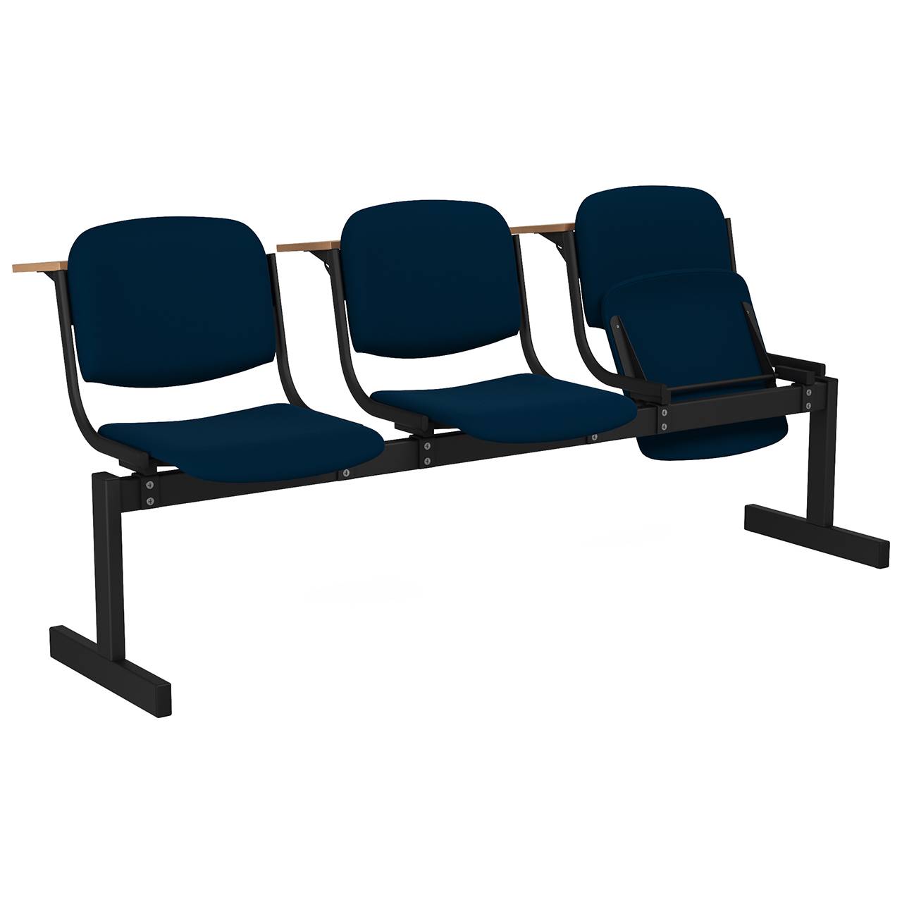 3-местный, откидывающиеся сиденья, мягкий, лекционный черный синий Флок