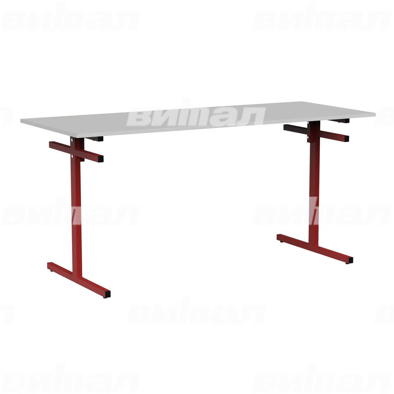 Стол для столовой 6-местный для скамеек красный RAL3002 Серый 5 Пластик