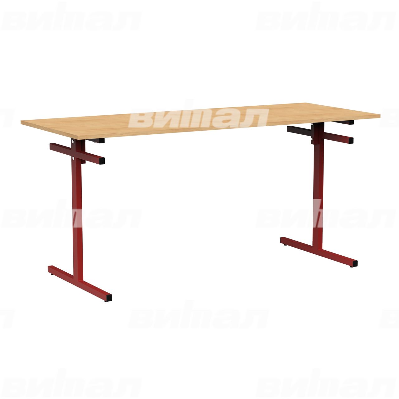 Стол для столовой 6-местный для скамеек красный RAL3002 Бук 6 Пластик