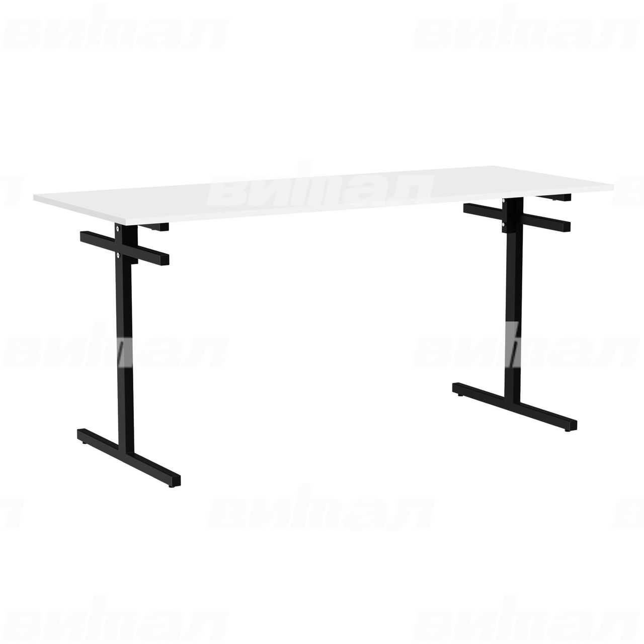 Стол для столовой 6-местный для скамеек черный  RAL9005 Белый 6 Пластик