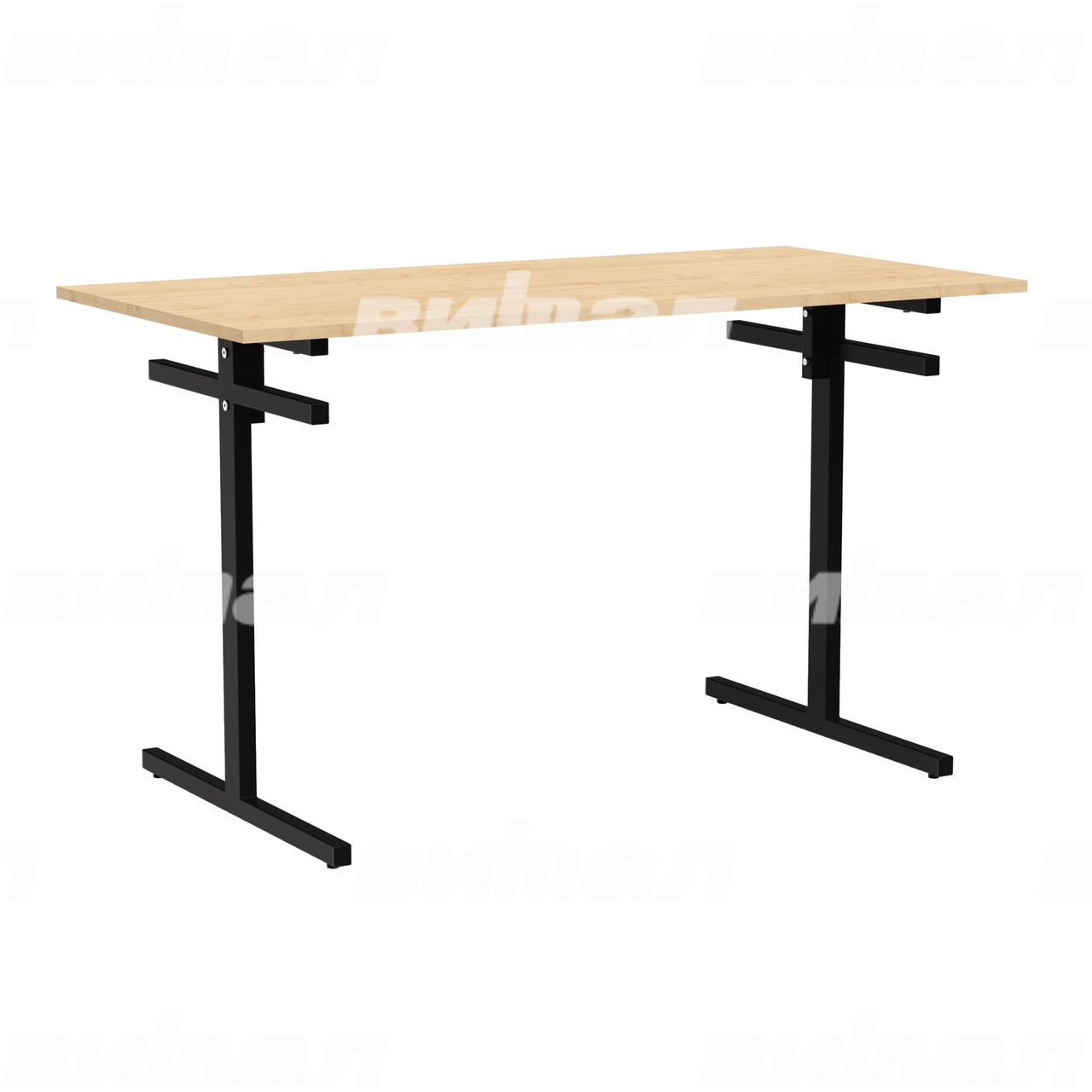 Стол для столовой 4-местный для скамеек черный  RAL9005 Клен 5 Пластик