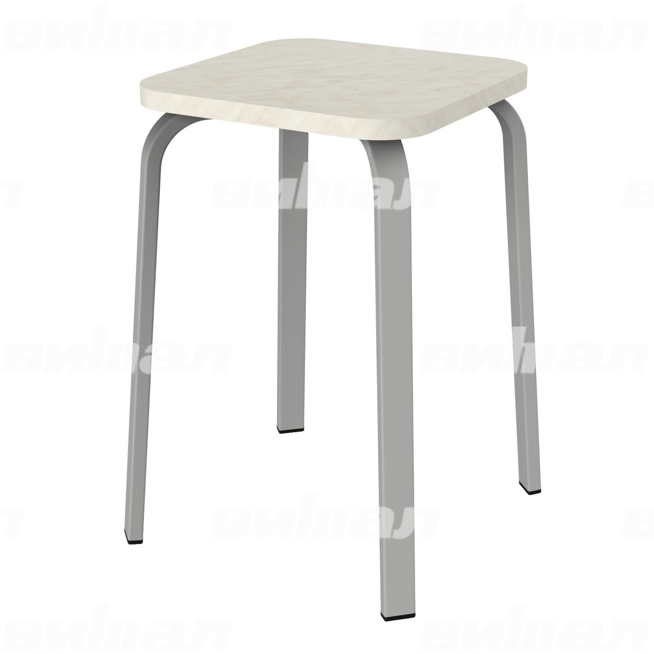 Табурет для столовой 30x15 серый RAL9006 Мрамор-каррара 5 Пластик прямоугольная