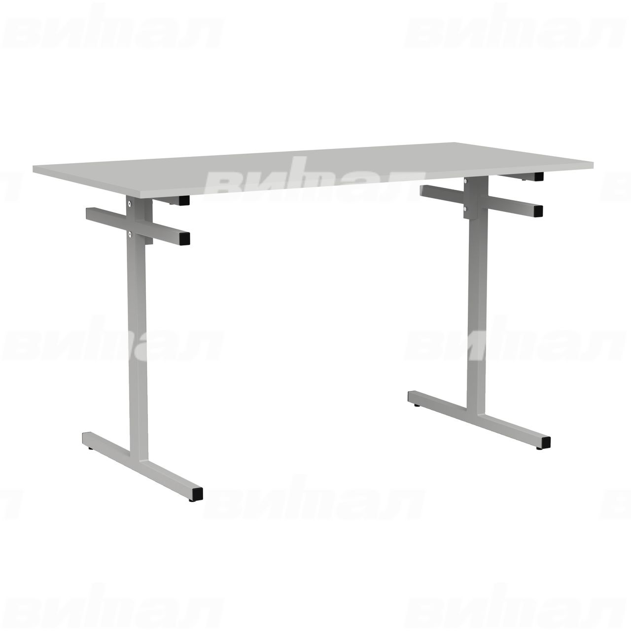 Стол для столовой 4-местный для скамеек серый RAL9006 Серый 6 Пластик