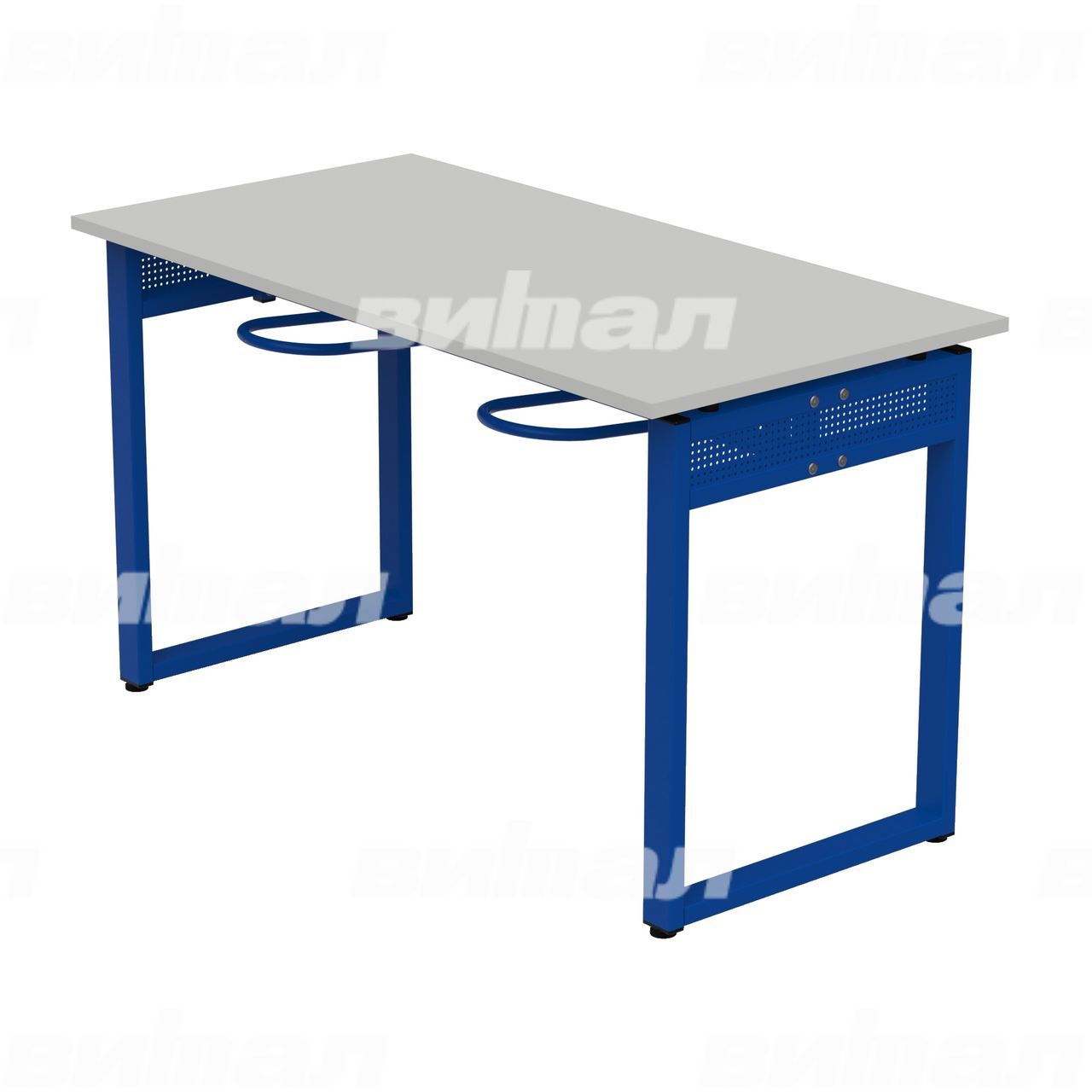 Стол обеденный 4-местный с универсальными кронштейнами «Фьюжн» синий  RAL5002 Серый 5 Пластик прямоугольная