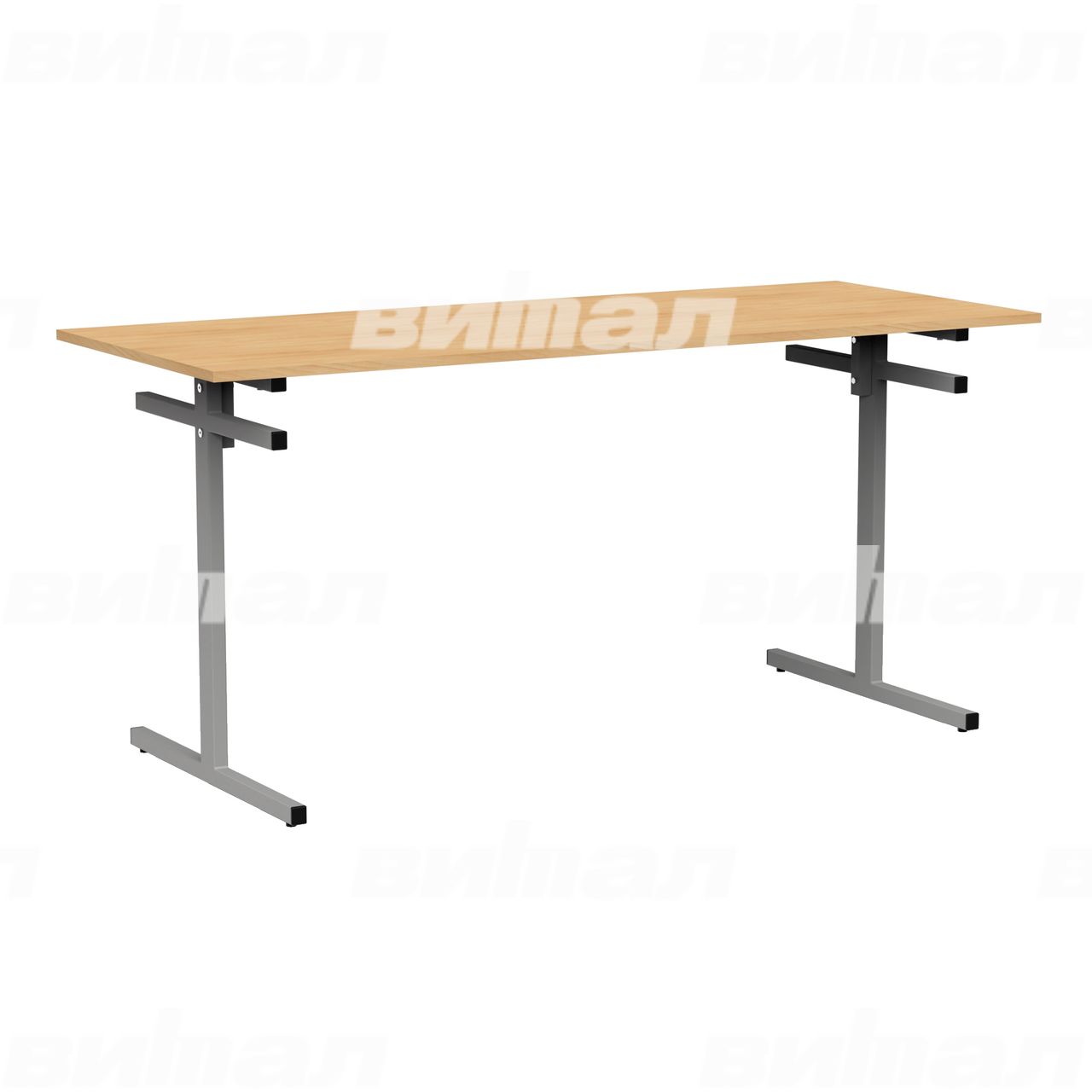 Стол для столовой 6-местный для скамеек серый RAL9006 Бук 6 Пластик