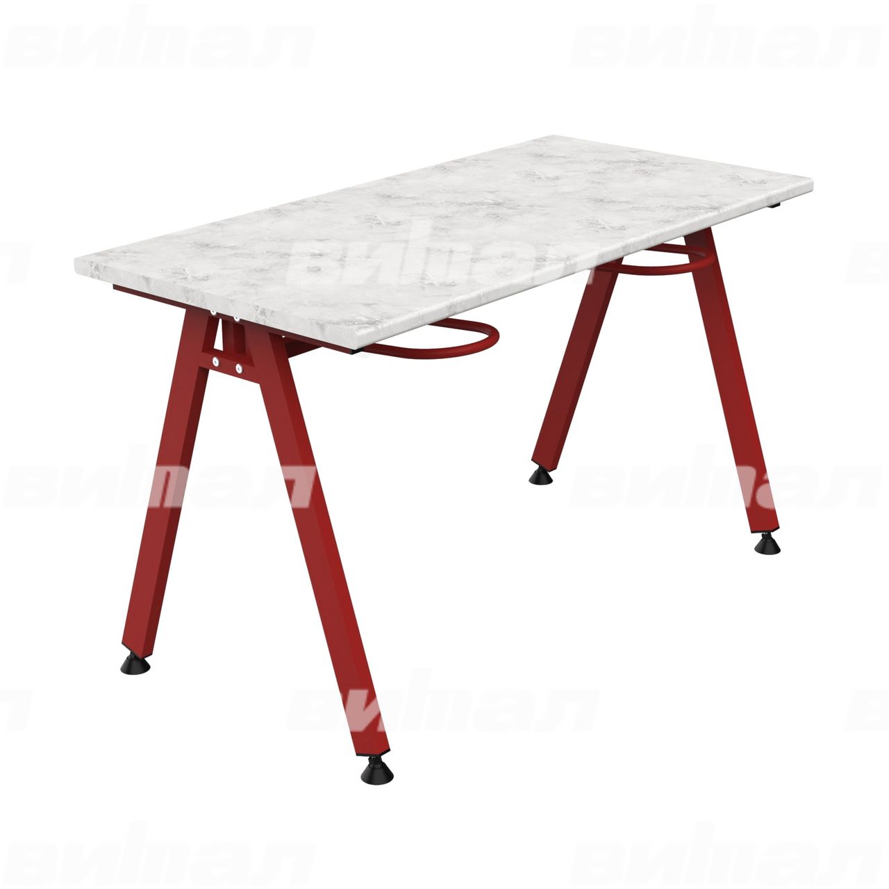 Стол обеденный 4-местный с универсальными кронштейнами «Л» красный RAL3002 Венеция 6 Пластик прямоугольная