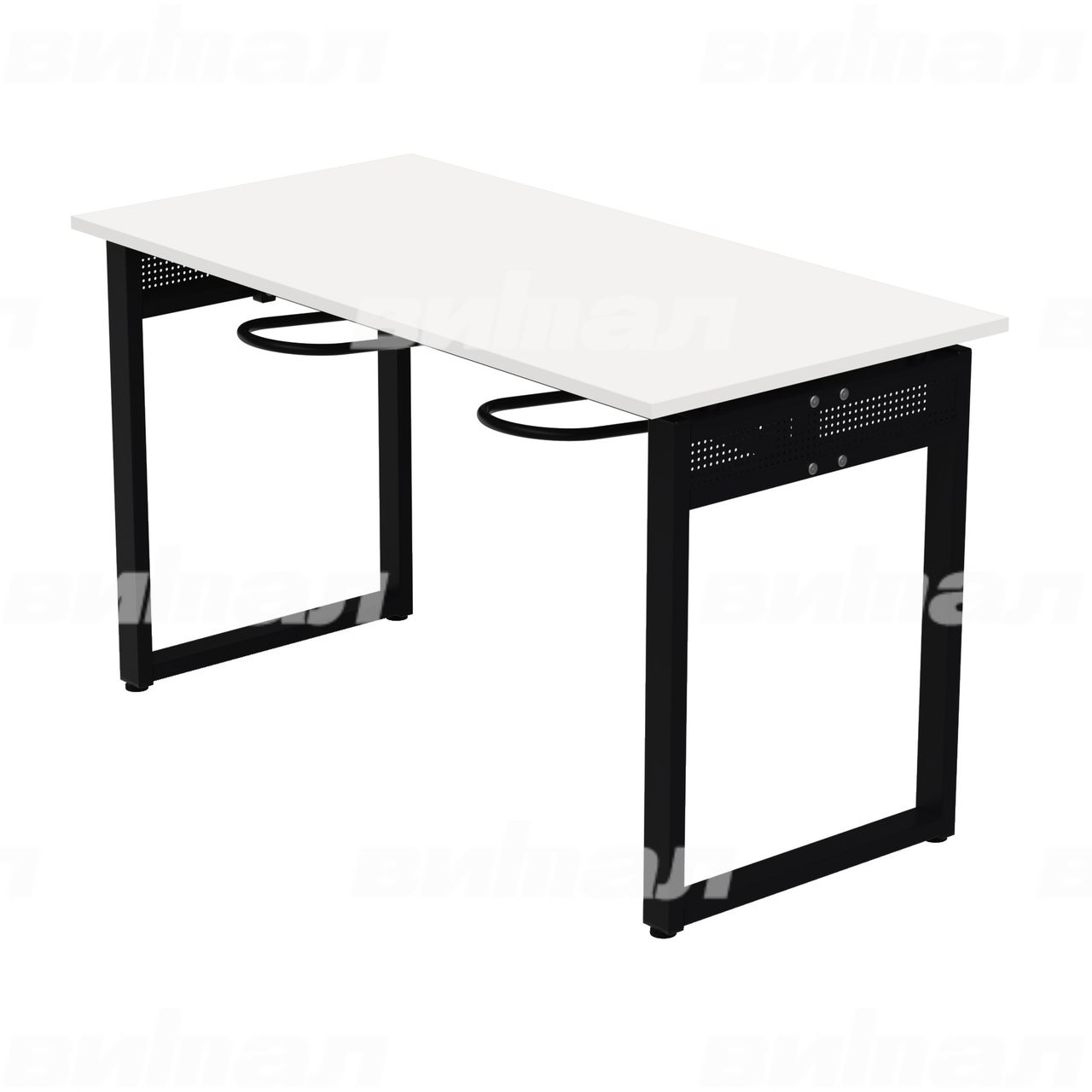 Стол обеденный 4-местный с универсальными кронштейнами «Фьюжн» черный  RAL9005 Белый 5 Пластик прямоугольная