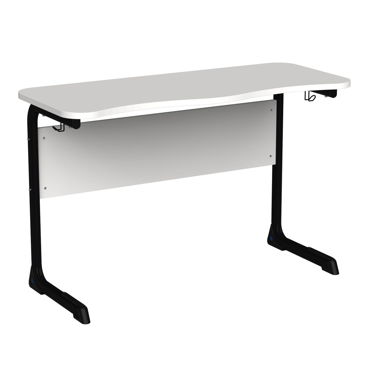 Стол ученический 2-местный нерегулируемый (Мод-ЭРГ) черный  RAL9005 Белый 7 ЛДСП плоскоовальная