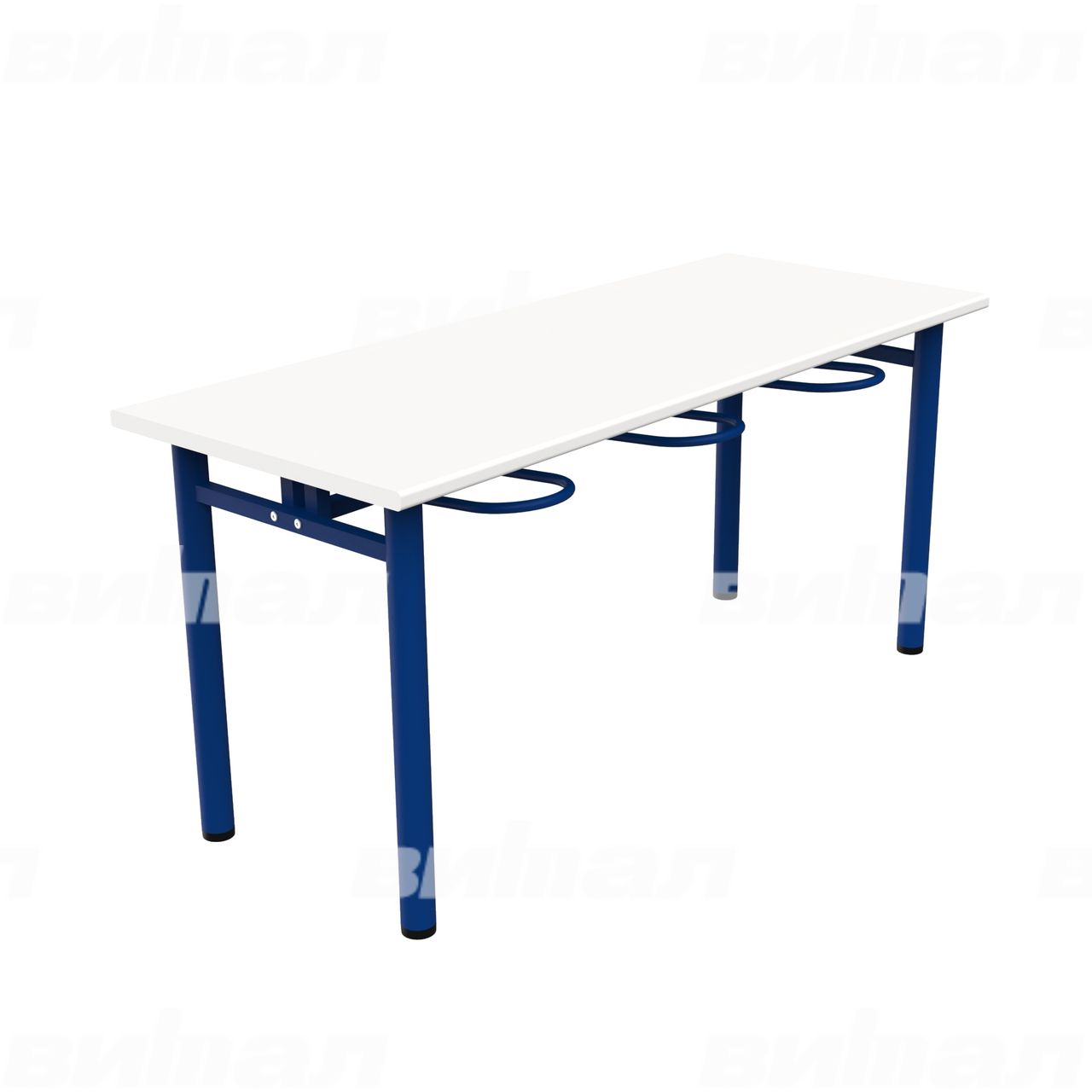 Стол обеденный шестиместный с универсальными кронштейнами синий  RAL5002 Белый Пластик