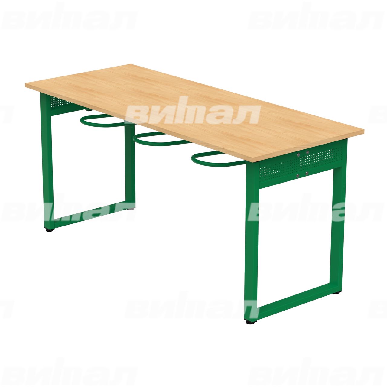 Стол обеденный 6-местный с универсальными кронштейнами «Фьюжн» зеленый RAL6029 Бук 6 Пластик прямоугольная