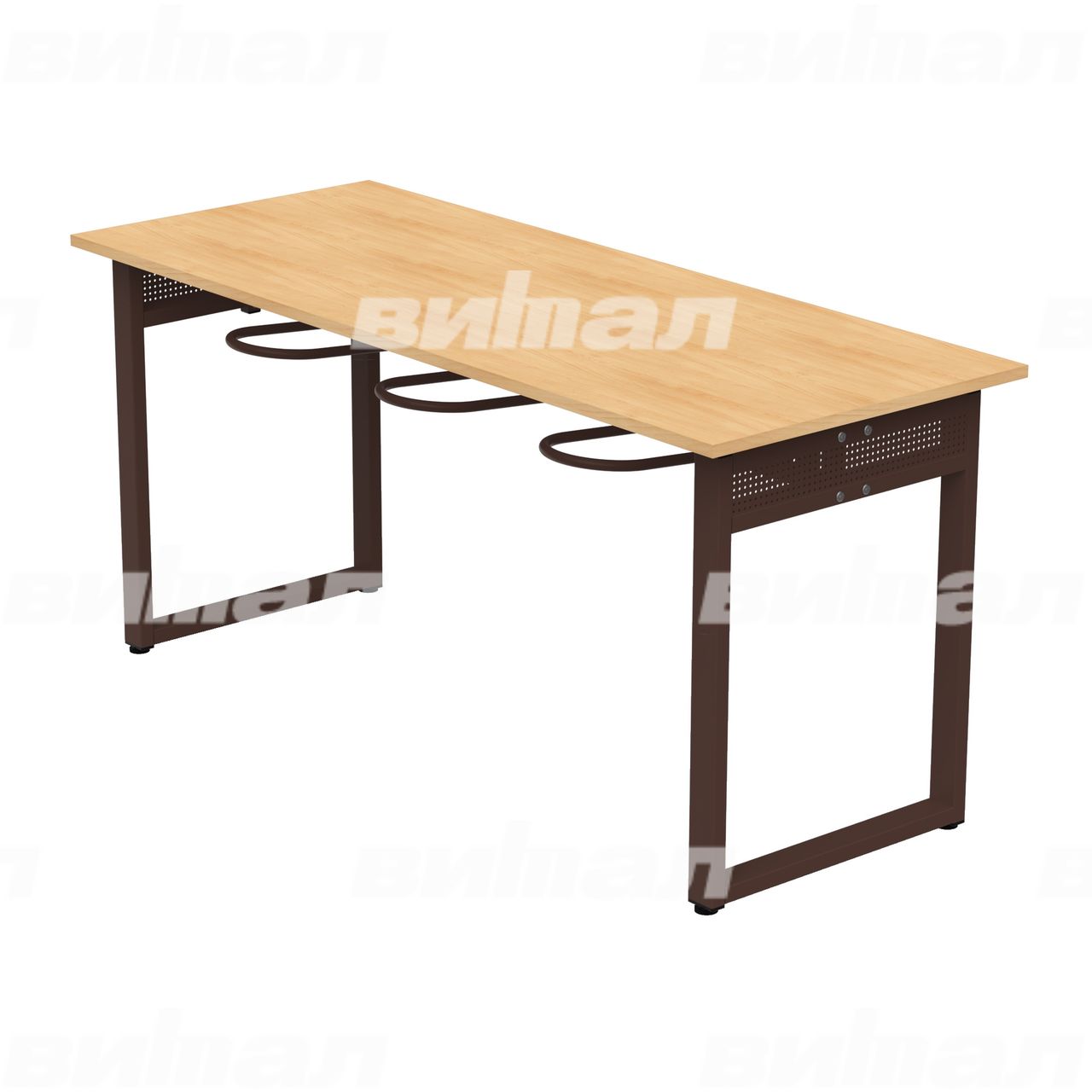 Стол обеденный 6-местный с универсальными кронштейнами «Фьюжн» коричневый RAL8017 Бук 6 Пластик прямоугольная