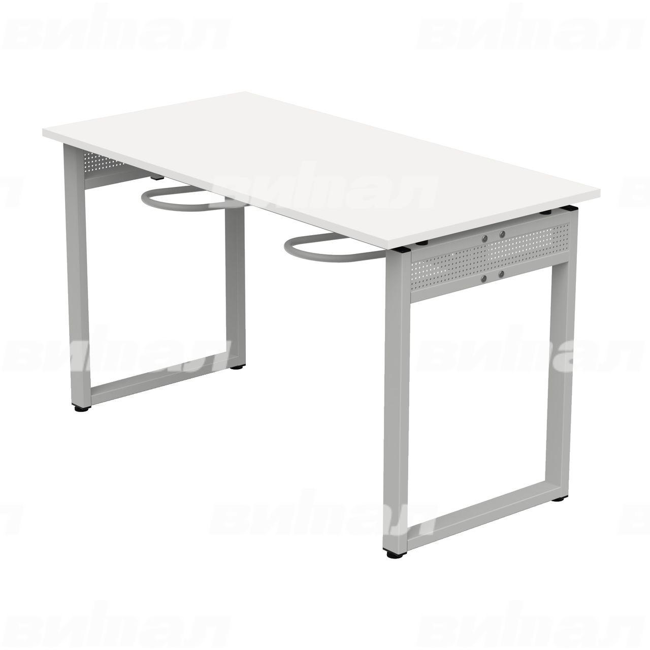 Стол обеденный 4-местный с универсальными кронштейнами «Фьюжн» серый RAL9006 Белый 6 Пластик прямоугольная