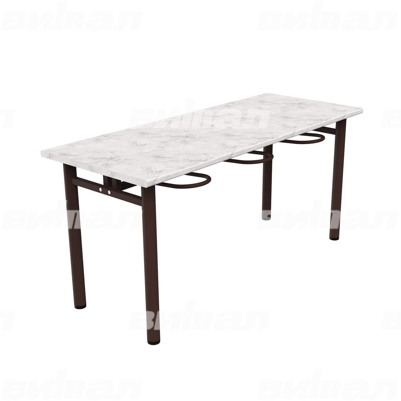 Стол обеденный шестиместный с универсальными кронштейнами коричневый RAL8017 Венеция Пластик