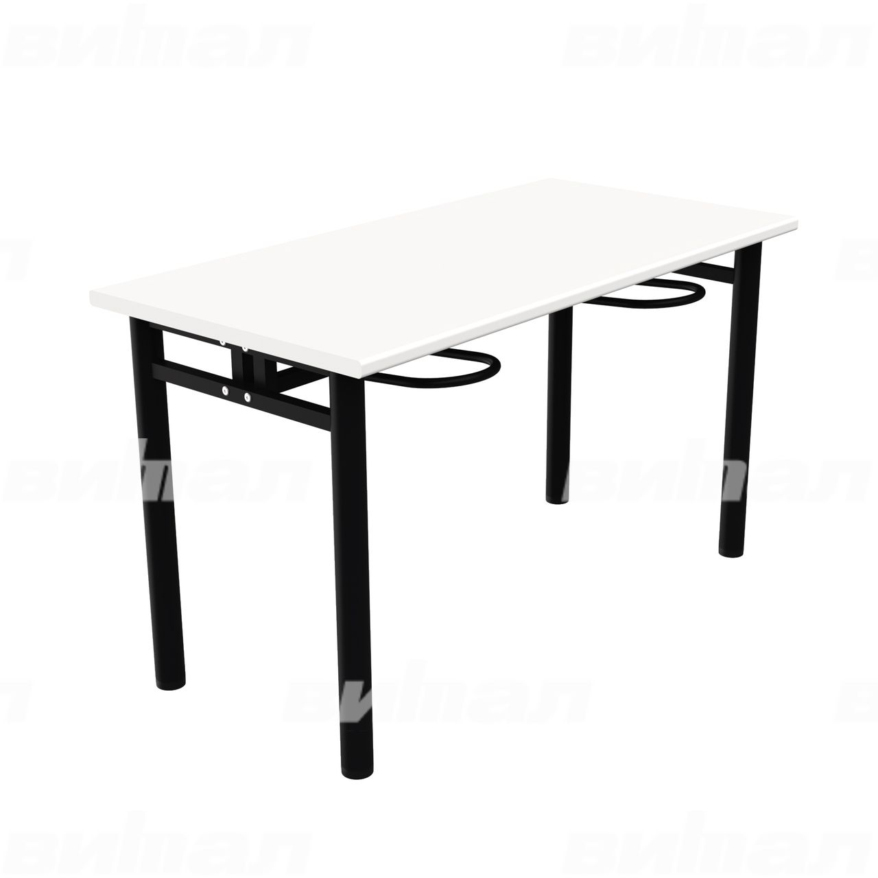 Стол обеденный четырехместный с универсальными кронштейнами черный  RAL9005 Белый Пластик