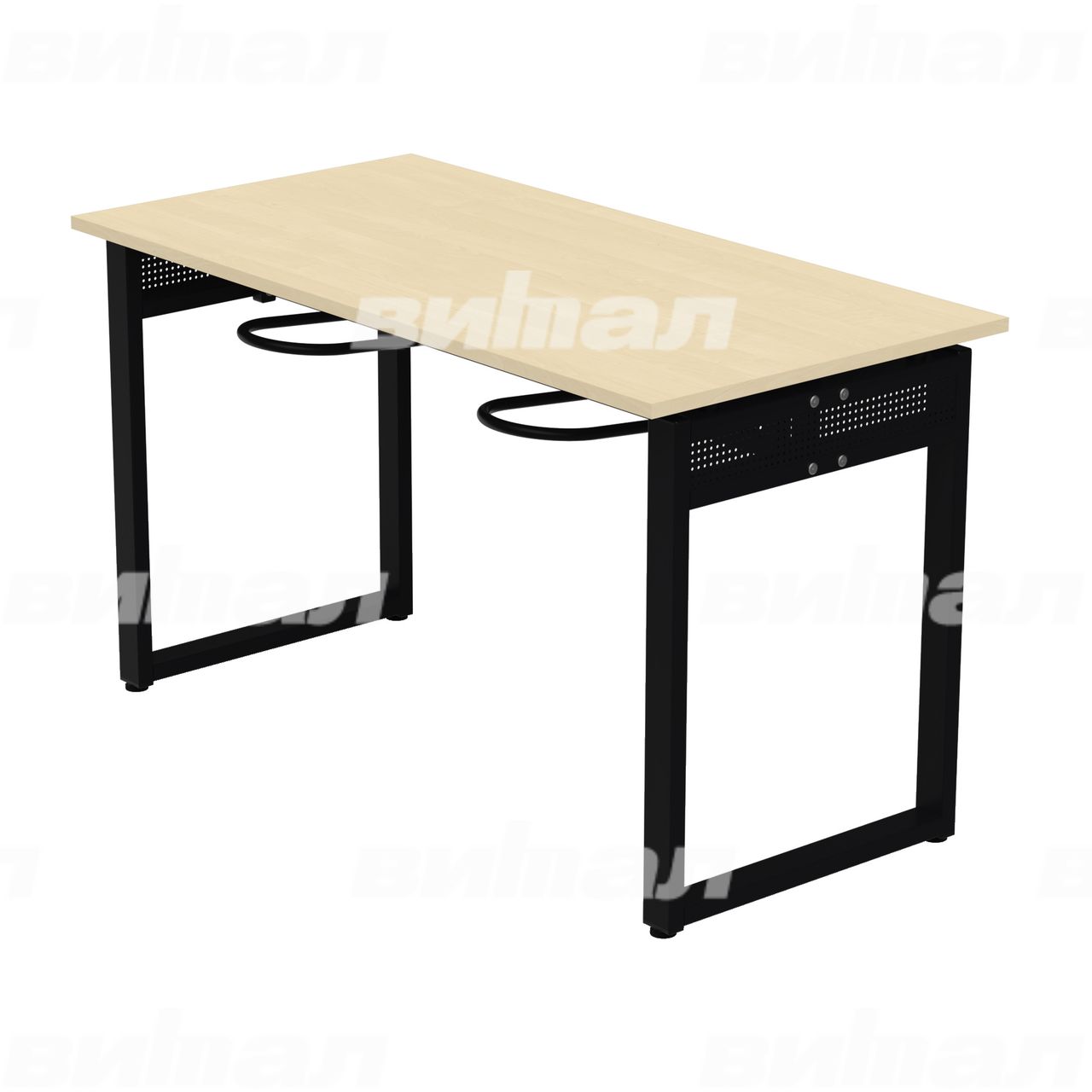 Стол обеденный 4-местный с универсальными кронштейнами «Фьюжн» черный  RAL9005 Береза 5 Пластик прямоугольная