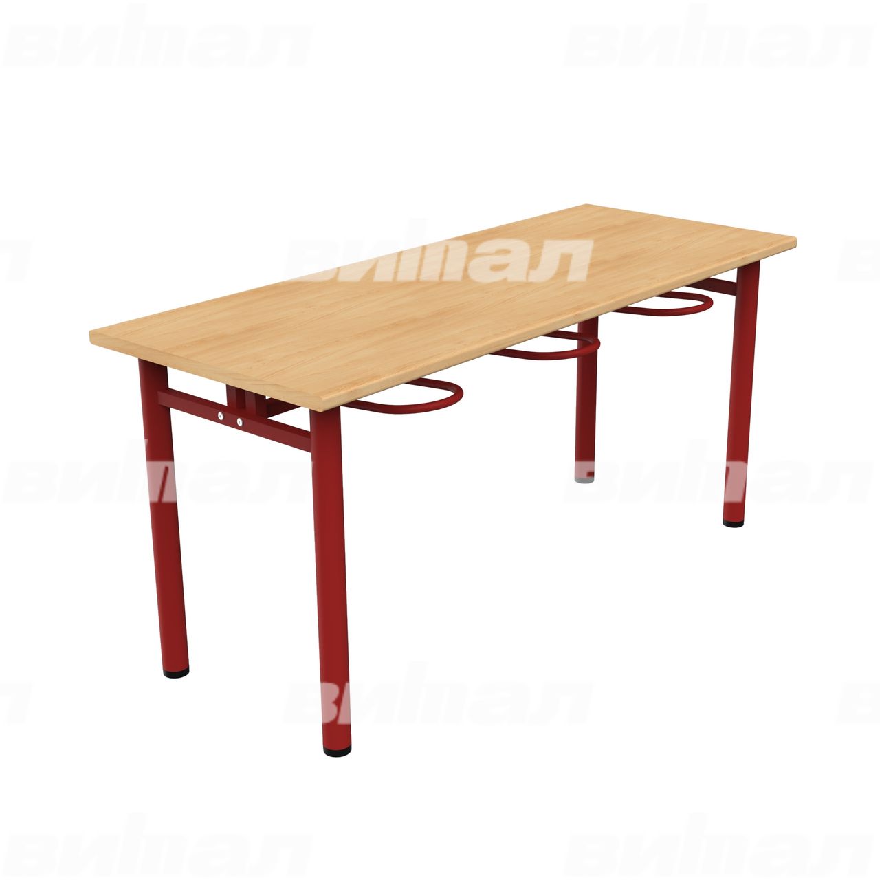 Стол обеденный шестиместный с универсальными кронштейнами красный RAL3002 Бук Пластик
