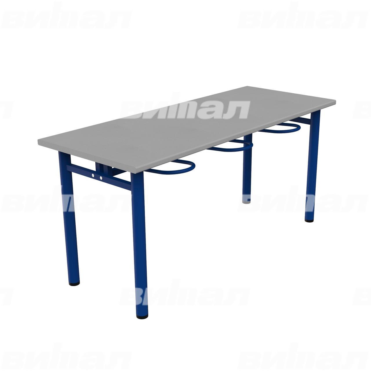 Стол обеденный шестиместный с универсальными кронштейнами синий  RAL5002 Алюминий Пластик