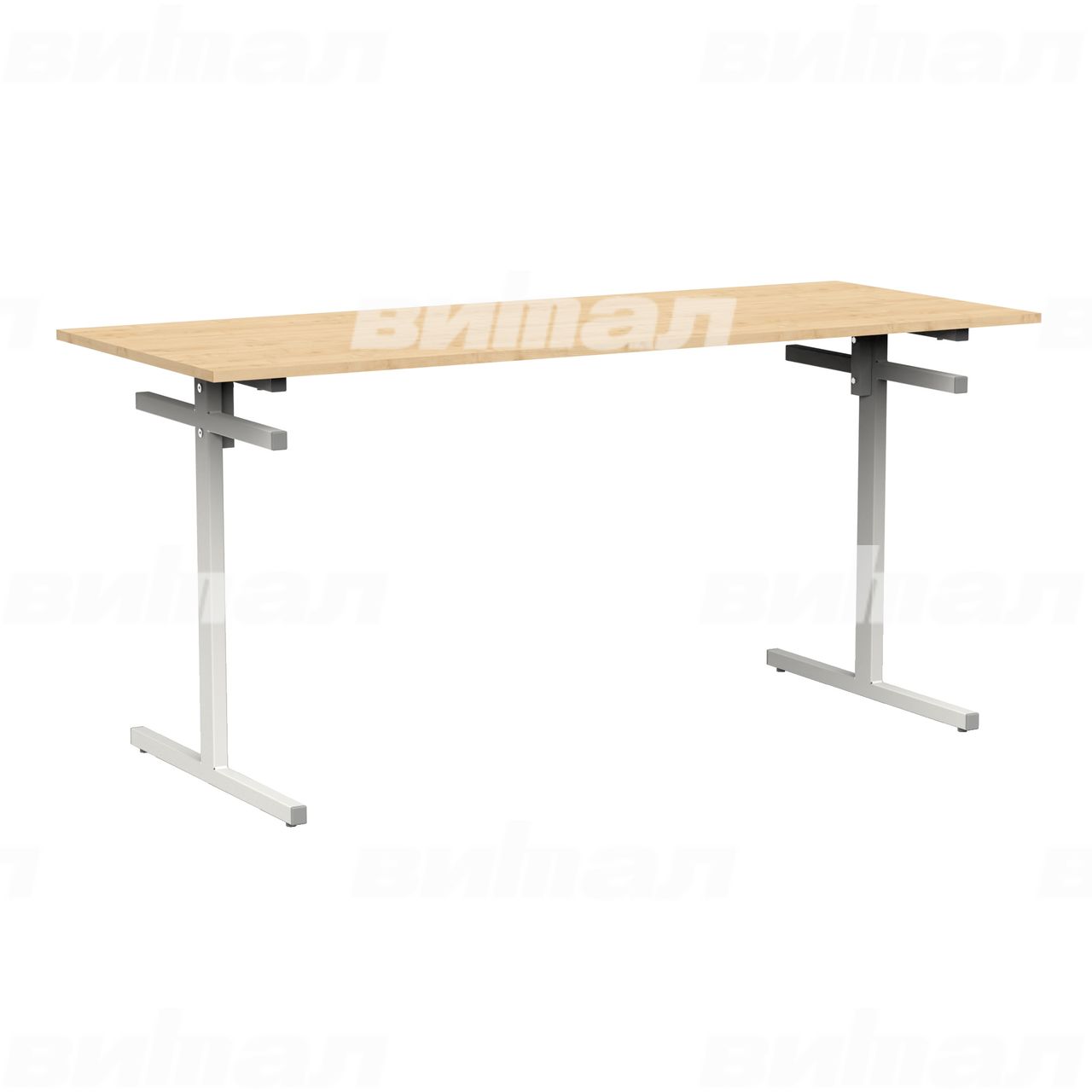 Стол для столовой 6-местный для скамеек белый RAL9016 Клен 6 Пластик