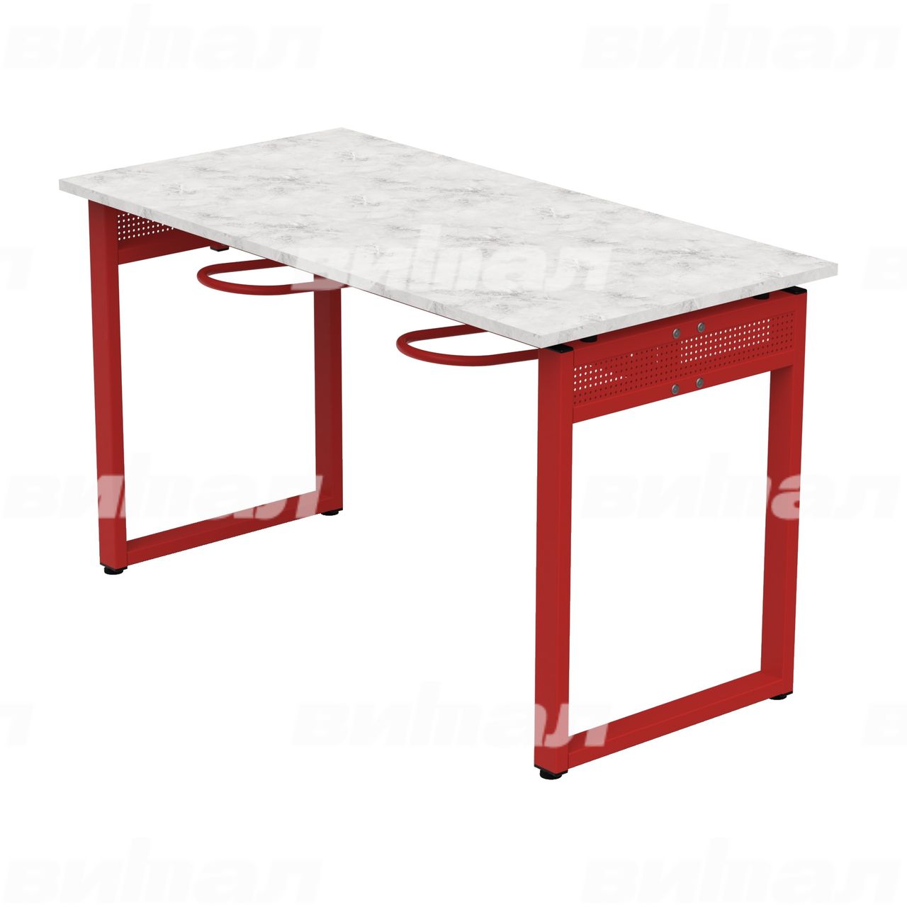 Стол обеденный 4-местный с универсальными кронштейнами «Фьюжн» красный RAL3002 Венеция 6 Пластик прямоугольная