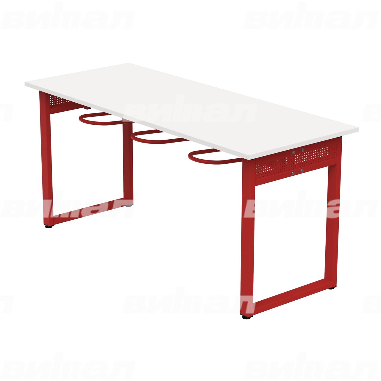 Стол обеденный 6-местный с универсальными кронштейнами «Фьюжн» красный RAL3002 Белый 5 Пластик прямоугольная