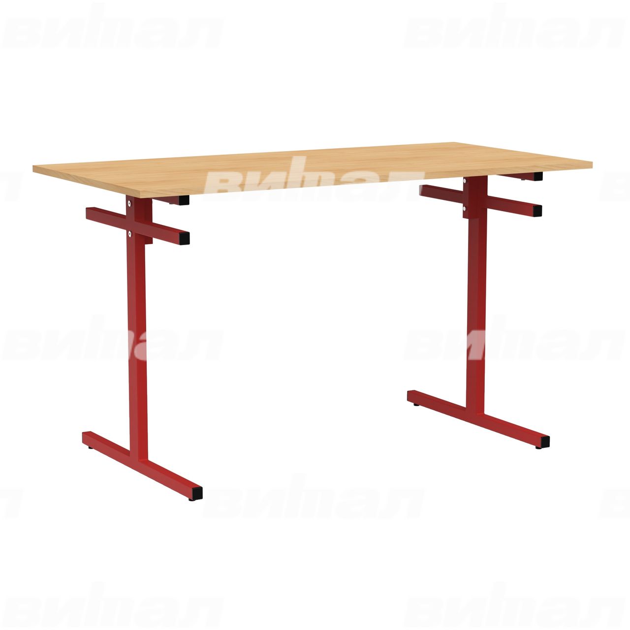 Стол для столовой 4-местный для скамеек красный RAL3002 Бук 5 Пластик
