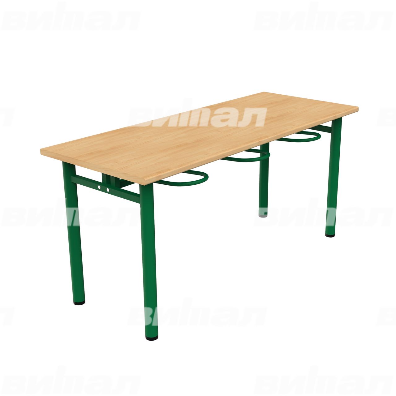 Стол обеденный шестиместный с универсальными кронштейнами зеленый RAL6029 Бук Пластик
