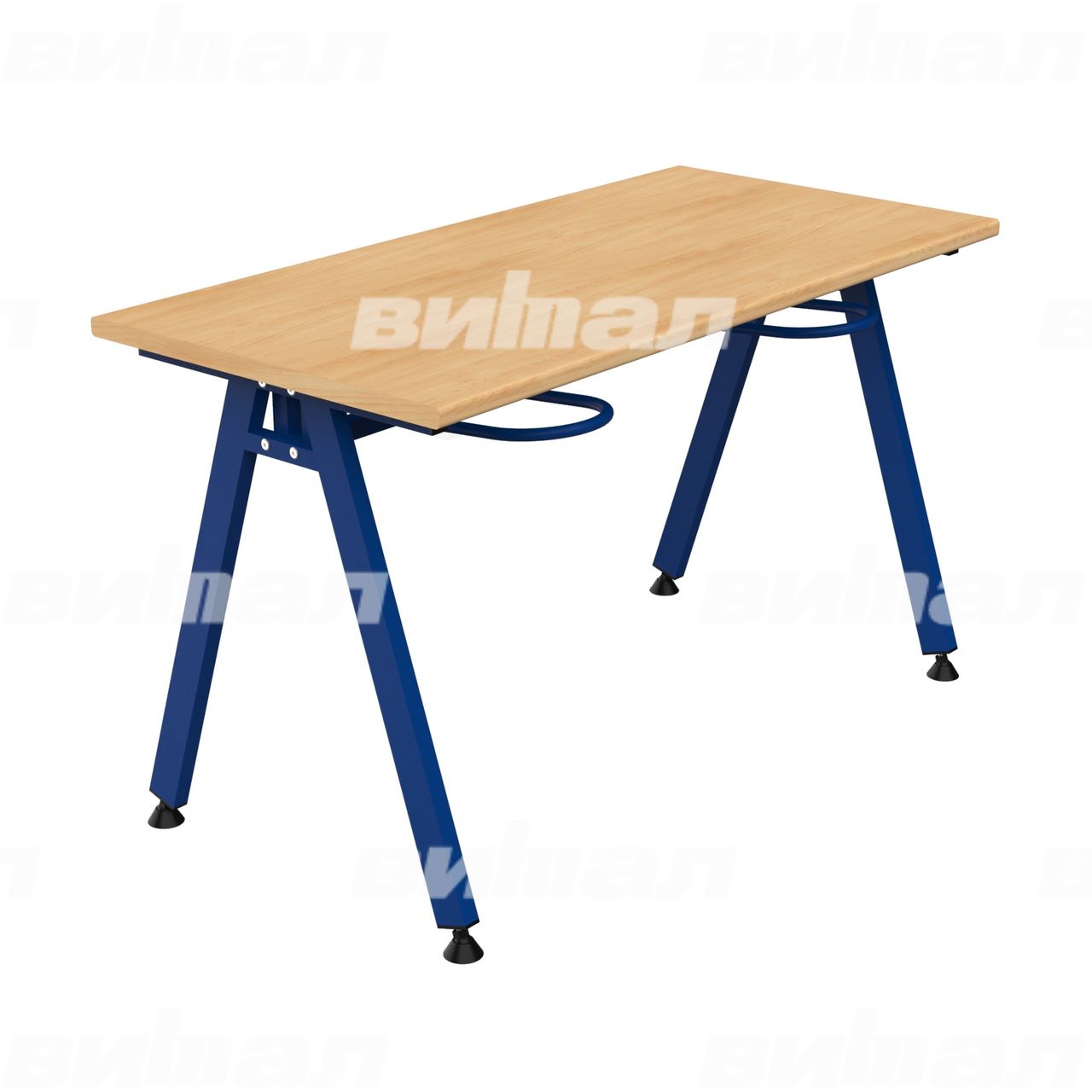 Стол обеденный 4-местный с универсальными кронштейнами «Л» синий  RAL5002 Бук 6 Пластик прямоугольная