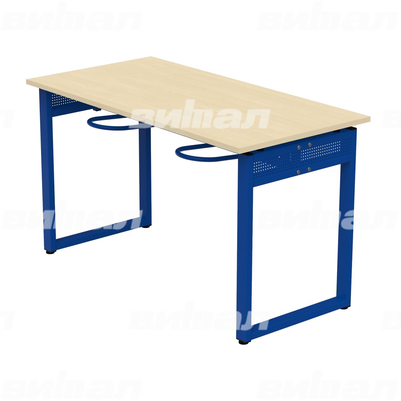 Стол обеденный 4-местный с универсальными кронштейнами «Фьюжн» синий  RAL5002 Береза 6 Пластик прямоугольная