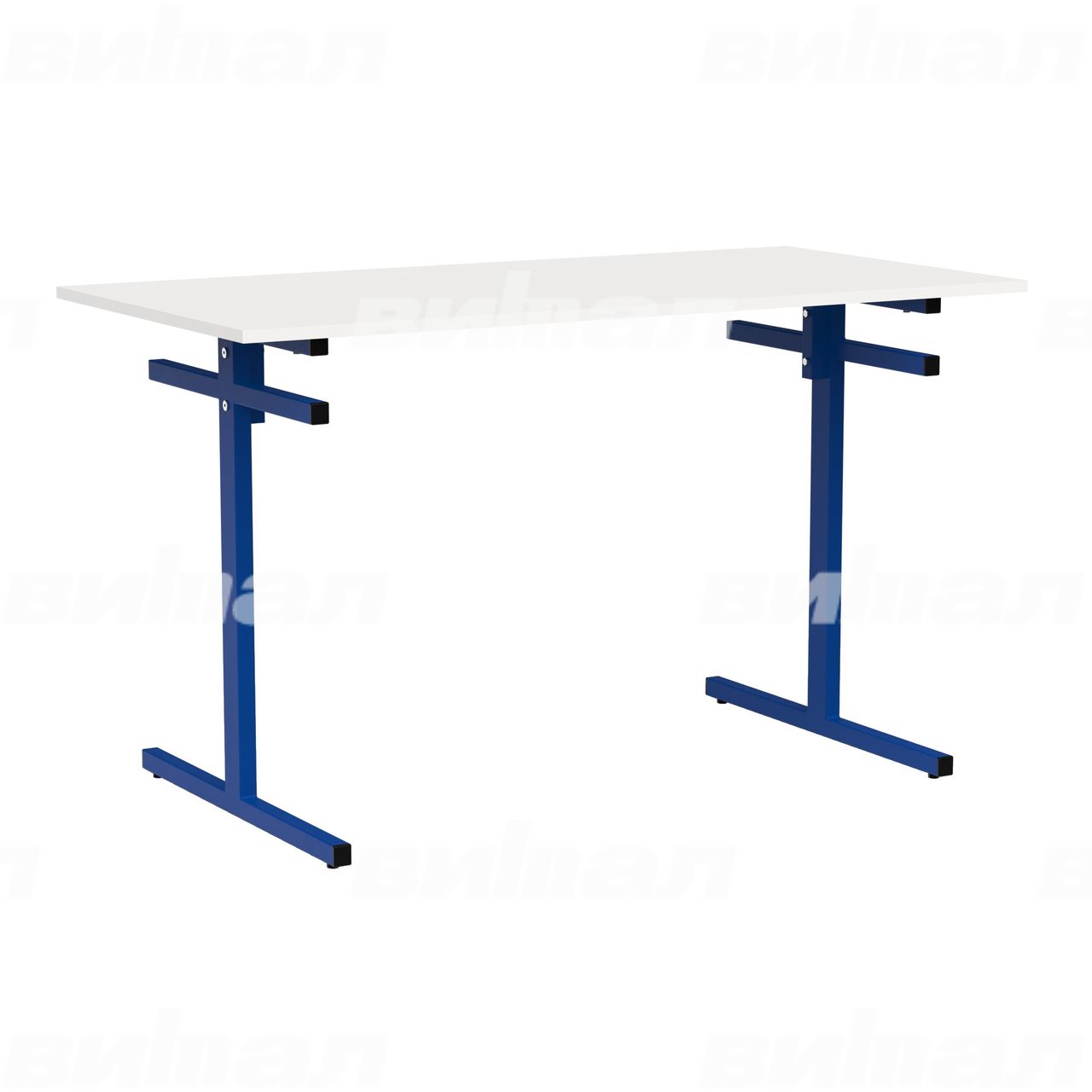 Стол для столовой 4-местный для скамеек синий  RAL5002 Белый 6 Пластик