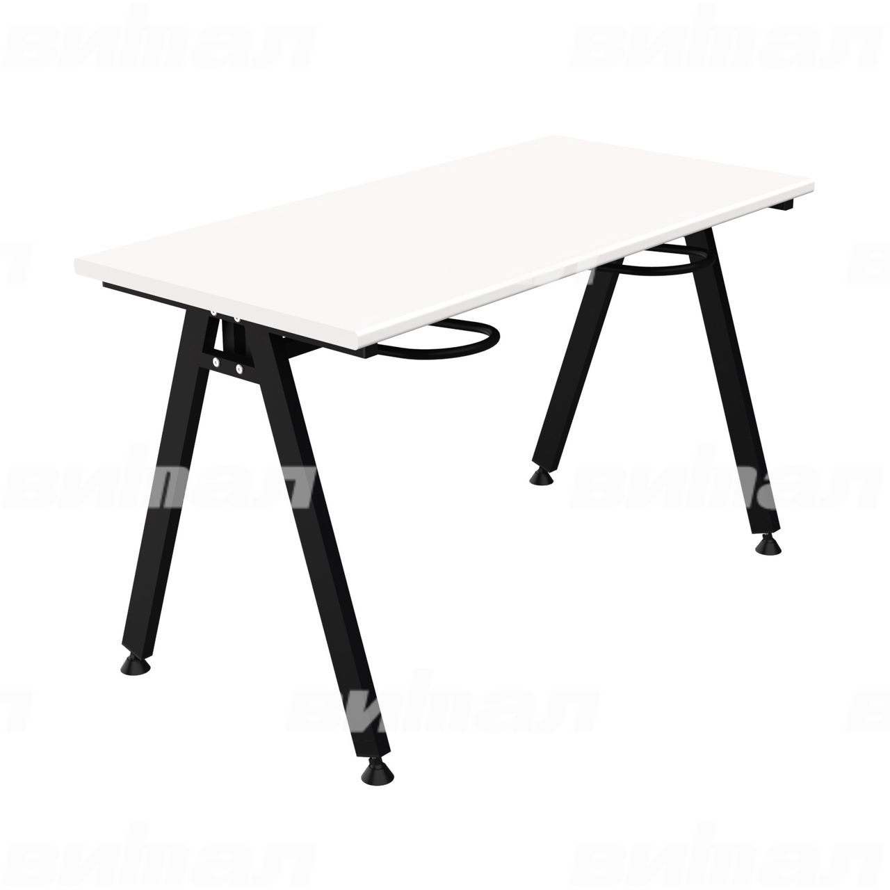 Стол обеденный 4-местный с универсальными кронштейнами «Л» черный  RAL9005 Белый 5 Пластик прямоугольная