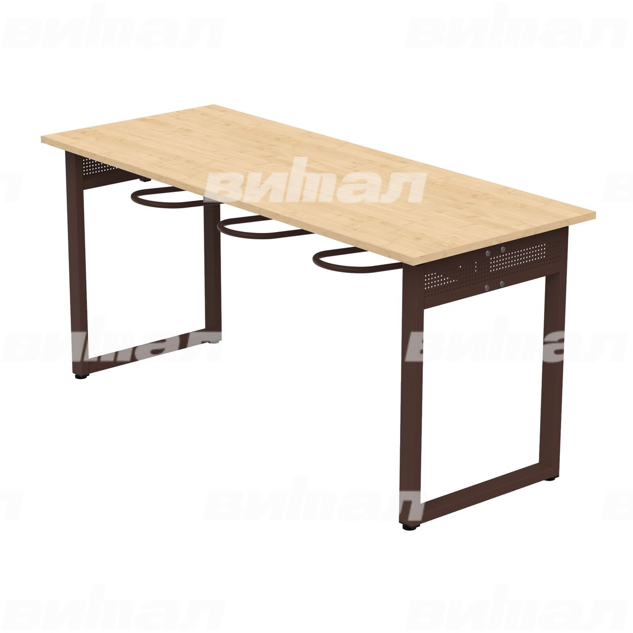 Стол обеденный 6-местный с универсальными кронштейнами «Фьюжн» коричневый RAL8017 Клен 5 Пластик прямоугольная