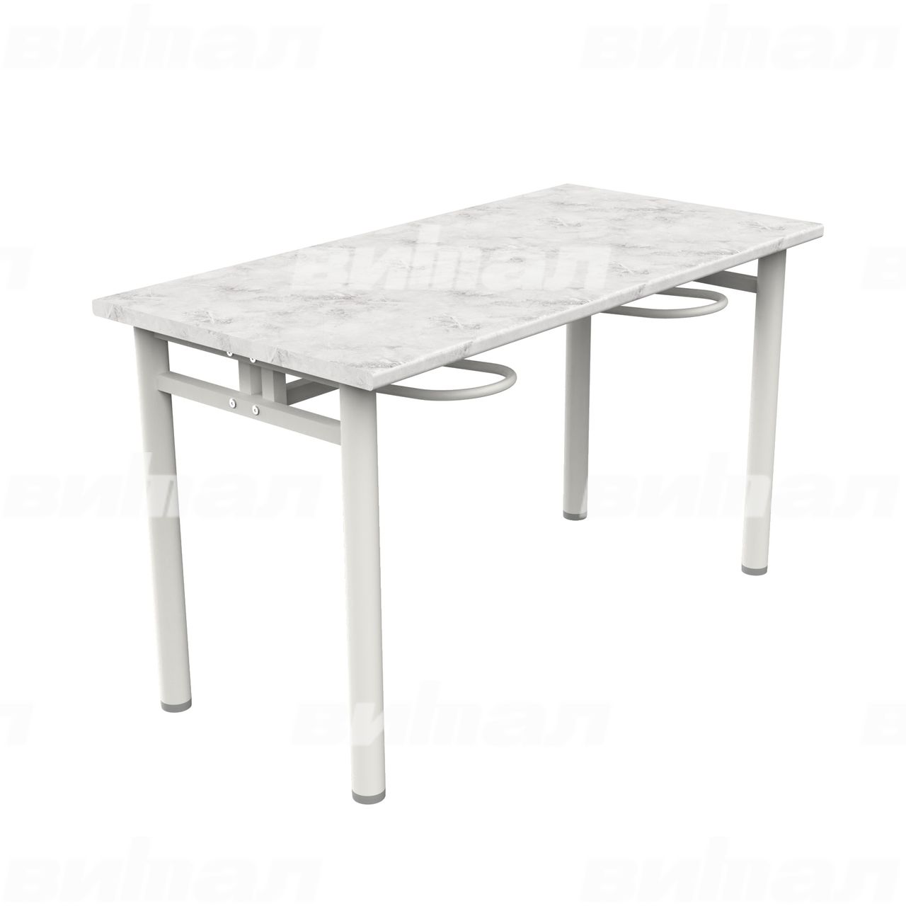 Стол обеденный четырехместный с универсальными кронштейнами белый RAL9016 Венеция Пластик