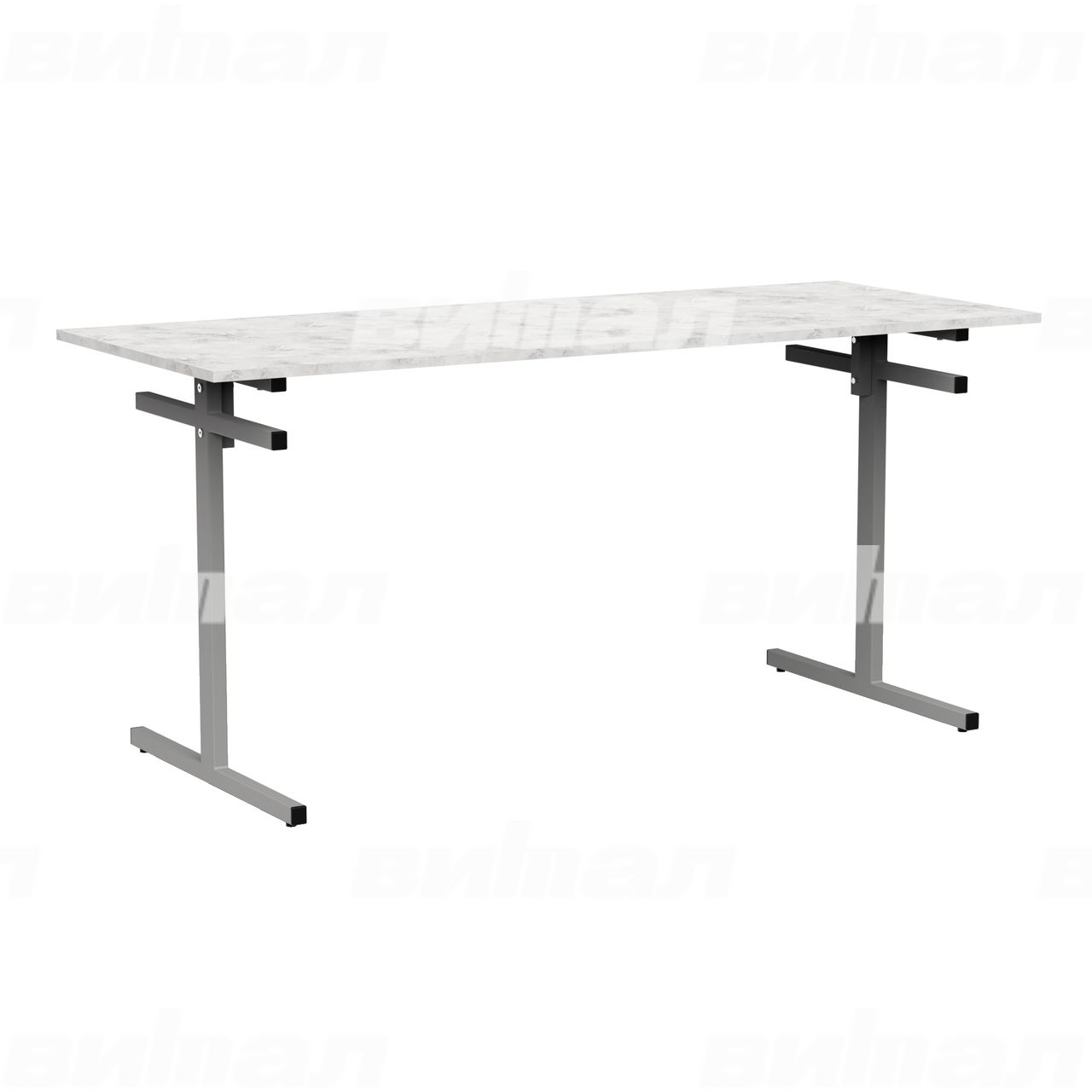 Стол для столовой 6-местный для скамеек серый RAL9006 Венеция 5 Пластик