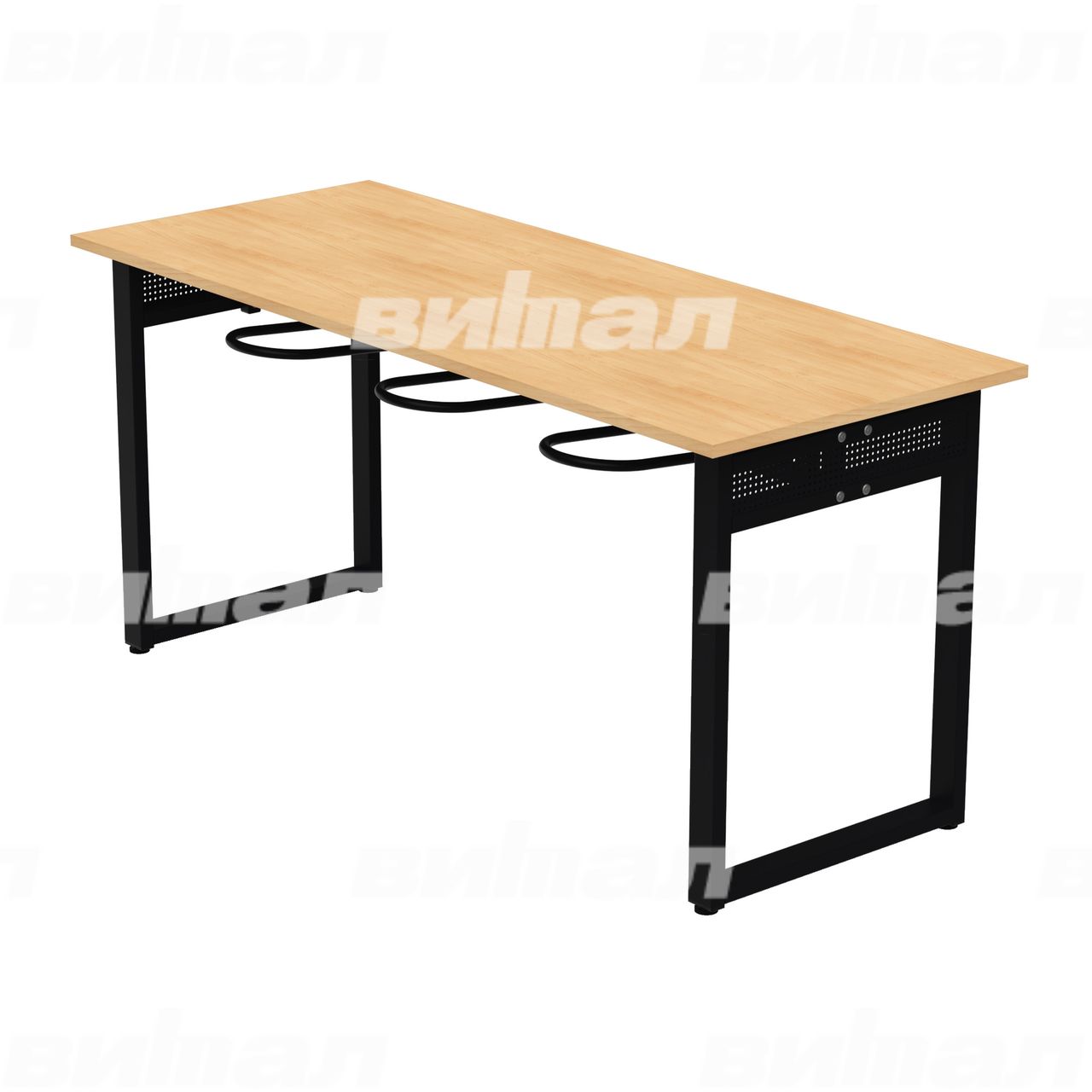 Стол обеденный 6-местный с универсальными кронштейнами «Фьюжн» черный  RAL9005 Бук 6 Пластик прямоугольная