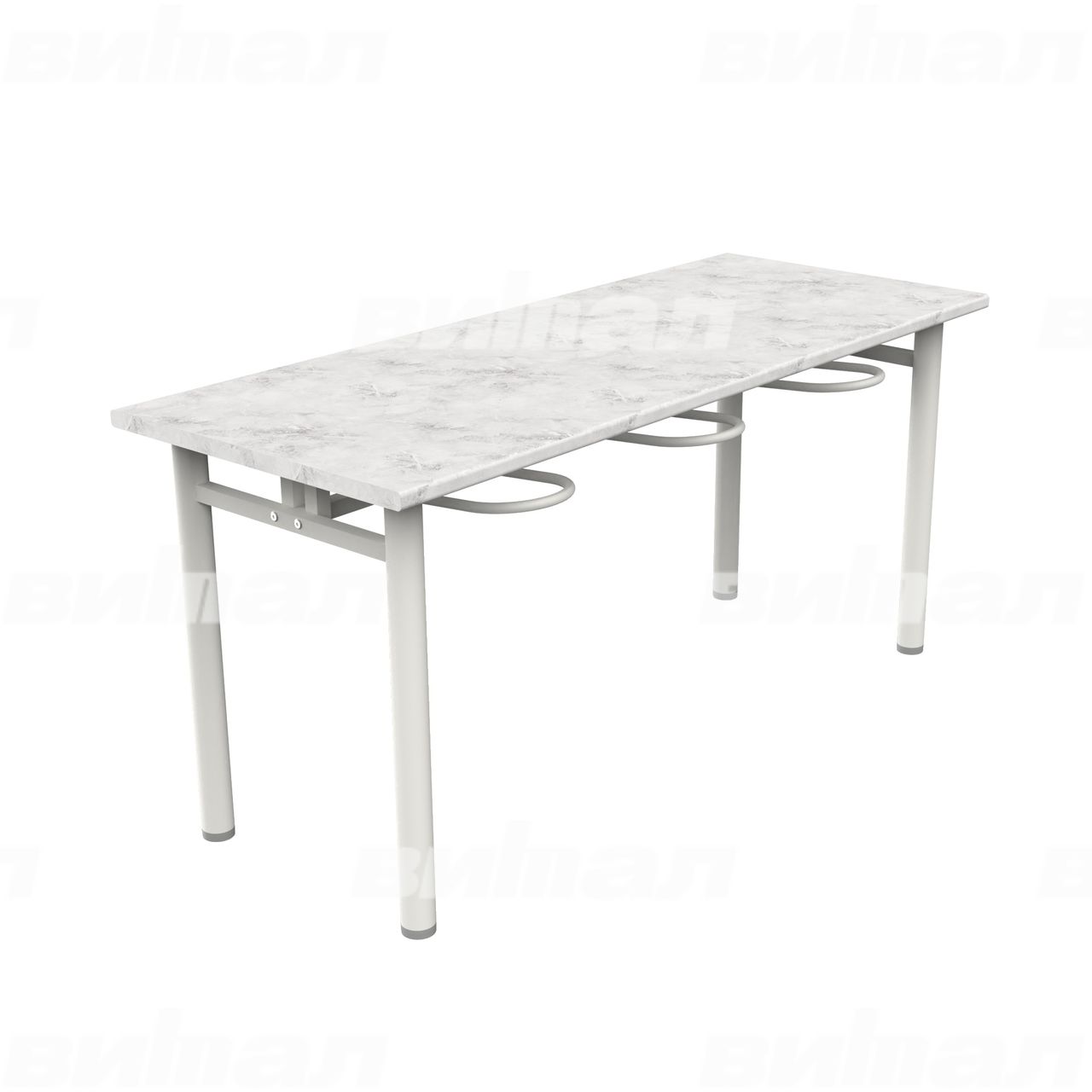 Стол обеденный шестиместный с универсальными кронштейнами белый RAL9016 Венеция Пластик