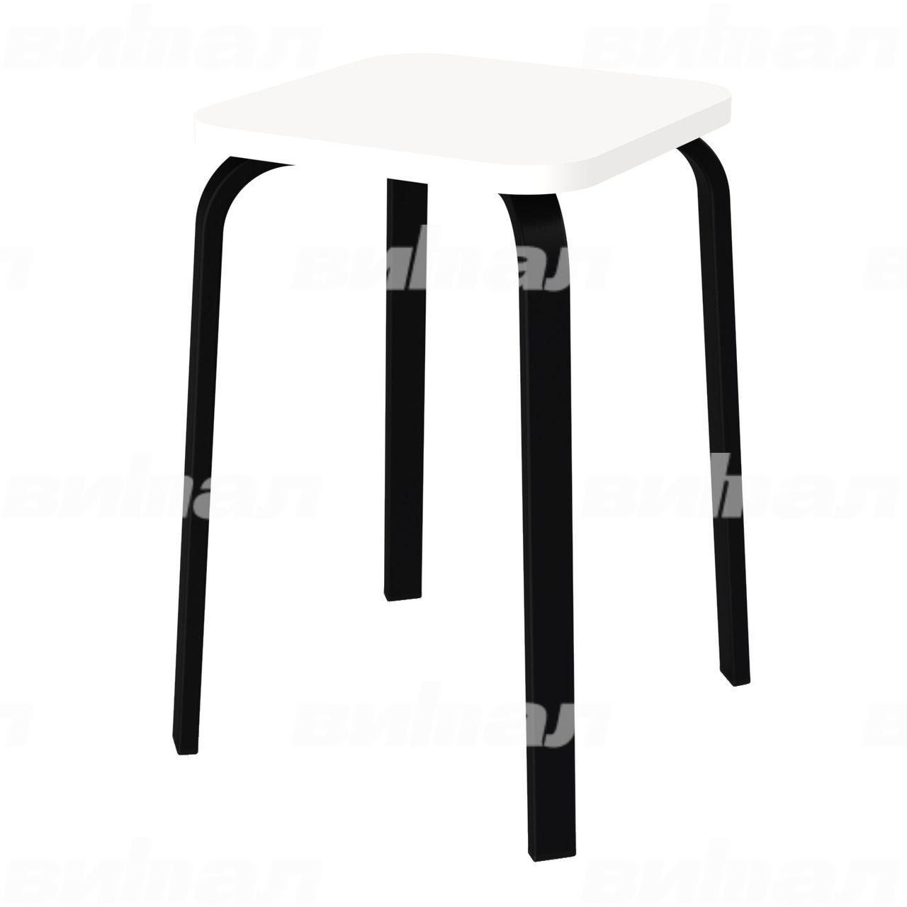Табурет для столовой 30x15 черный  RAL9005 Белый 6 Пластик прямоугольная