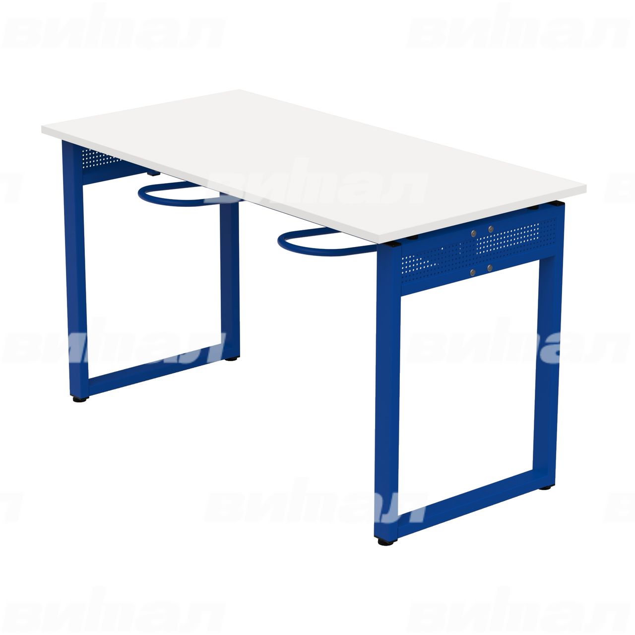 Стол обеденный 4-местный с универсальными кронштейнами «Фьюжн» синий  RAL5002 Белый 5 Пластик прямоугольная