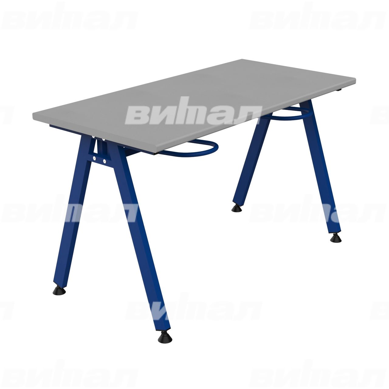 Стол обеденный 4-местный с универсальными кронштейнами «Л» синий  RAL5002 Алюминий 5 Пластик прямоугольная