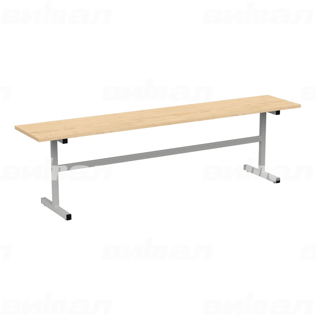 Скамейка 3-местная серый RAL9006 Клен 6 Пластик