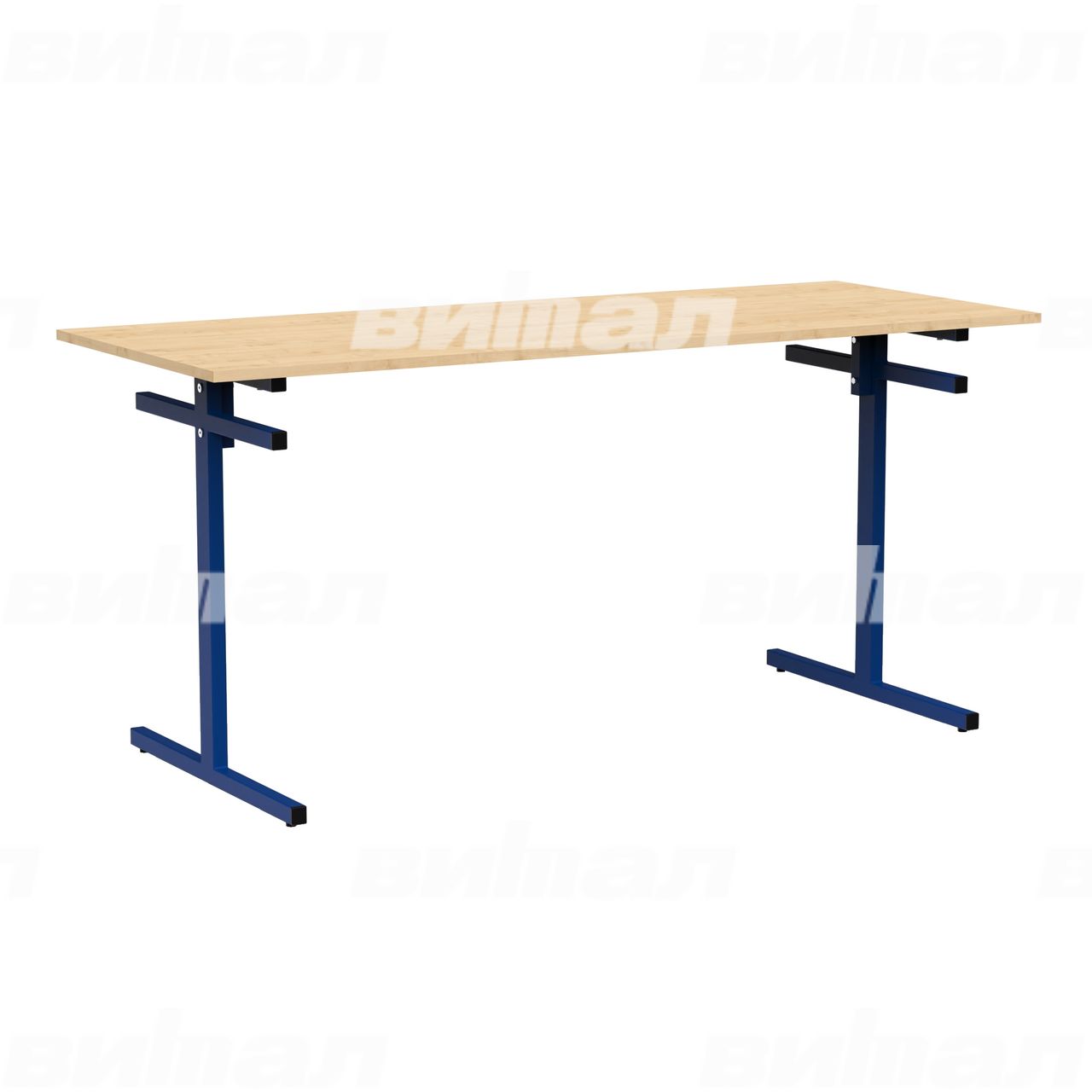 Стол для столовой 6-местный для скамеек синий  RAL5002 Клен 6 Пластик