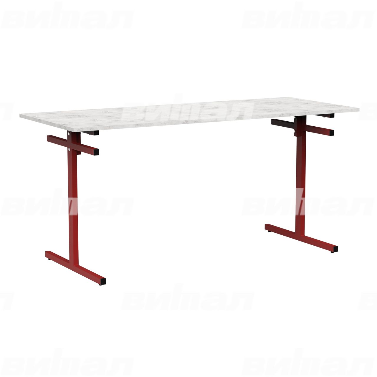 Стол для столовой 6-местный для скамеек красный RAL3002 Венеция 6 Пластик