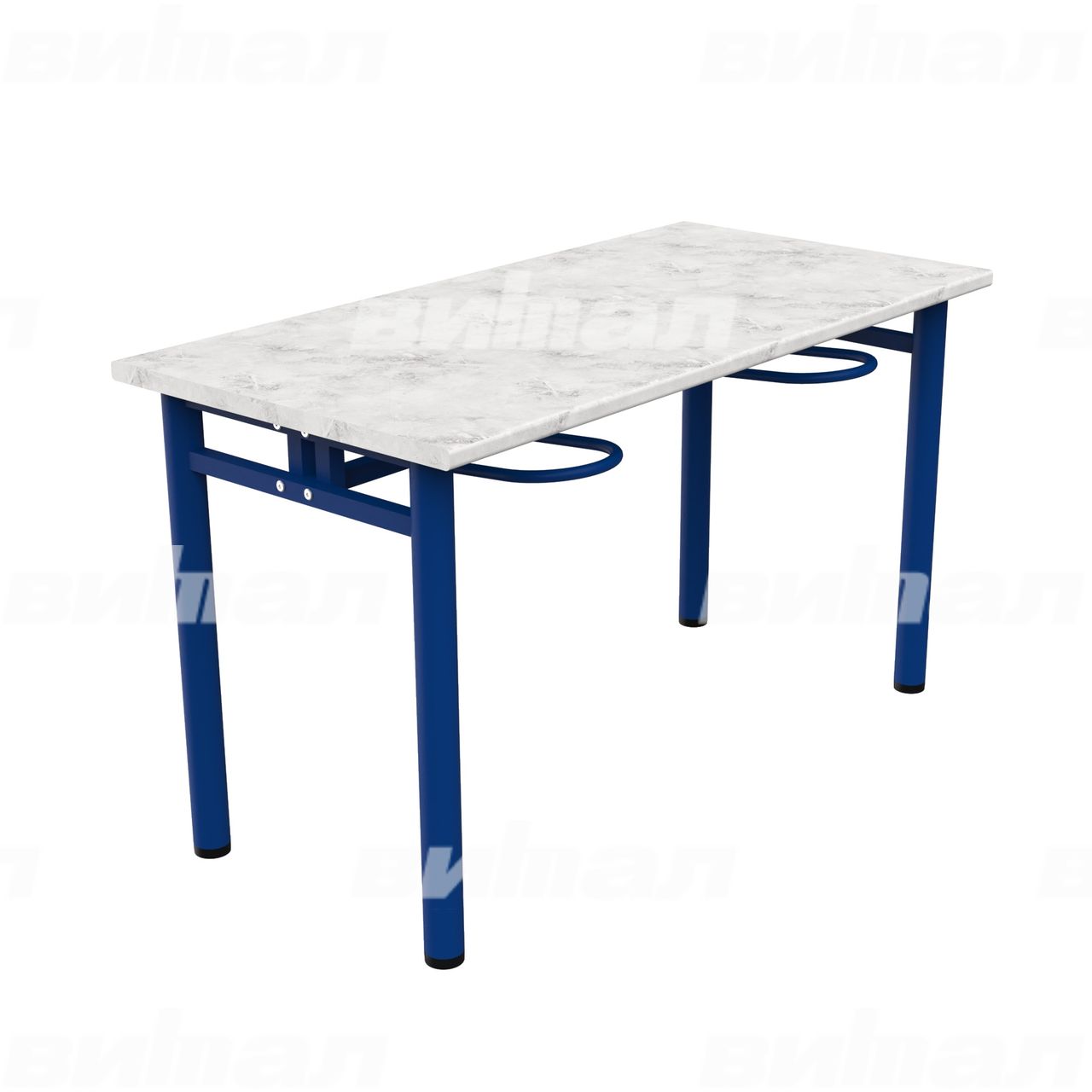 Стол обеденный четырехместный с универсальными кронштейнами синий  RAL5002 Венеция Пластик